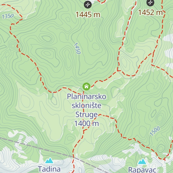 Map of Planinarsko sklonište Struge