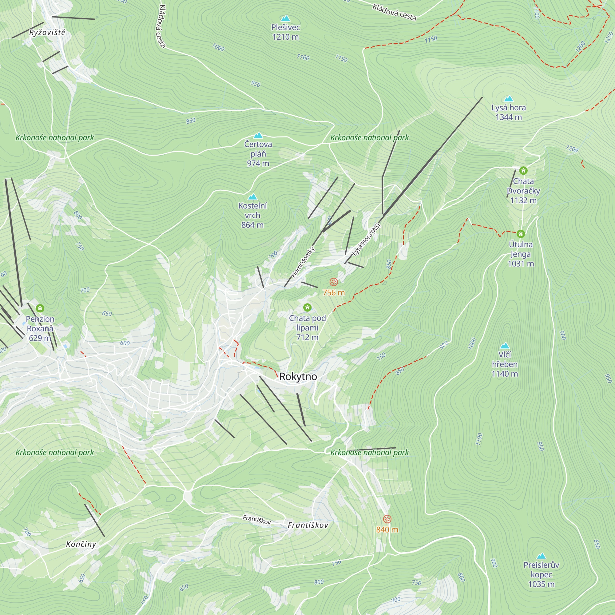 Chata pod lipami map