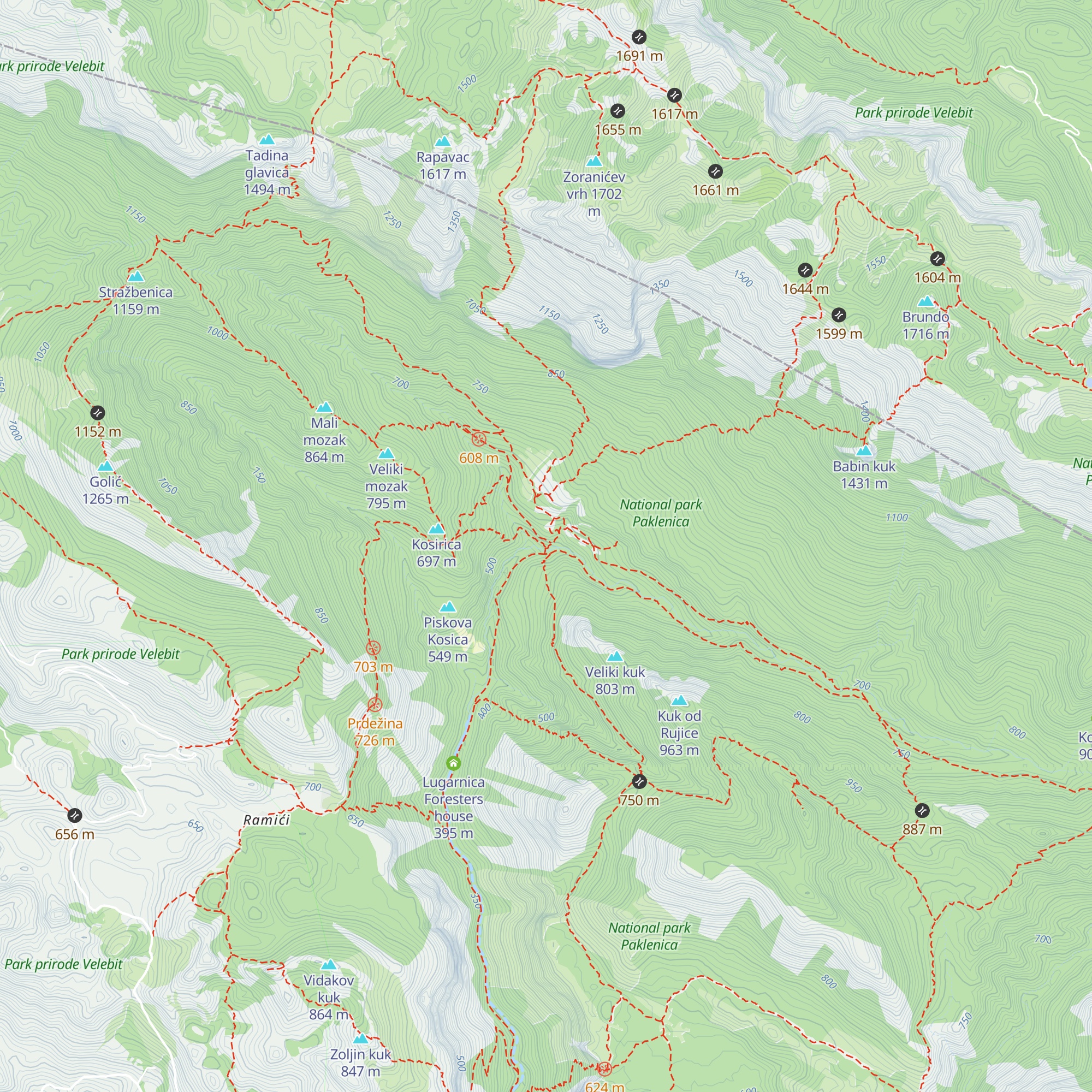 Planinarski dom Paklenica map