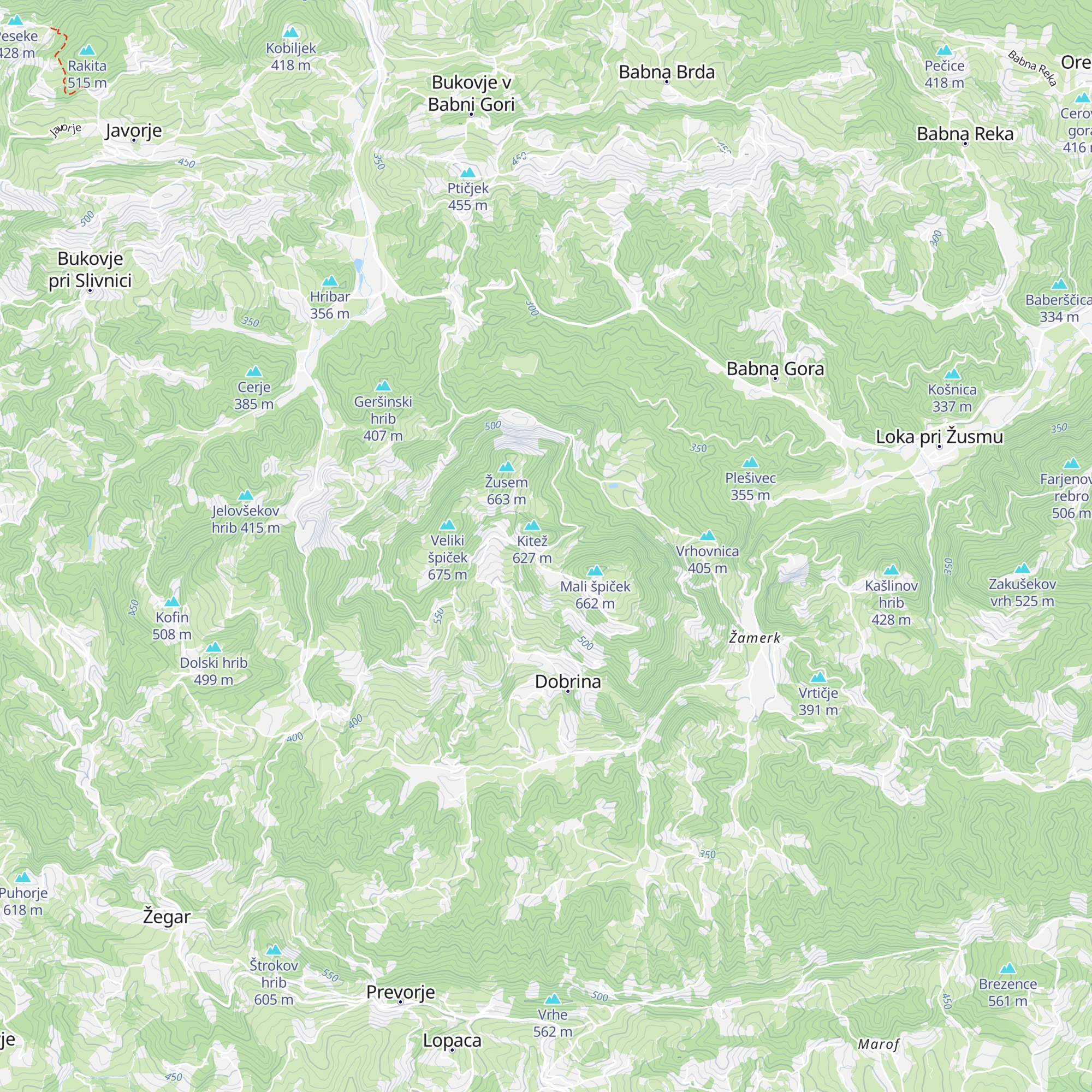 Lovski dom LD Loka pri Žusmu map