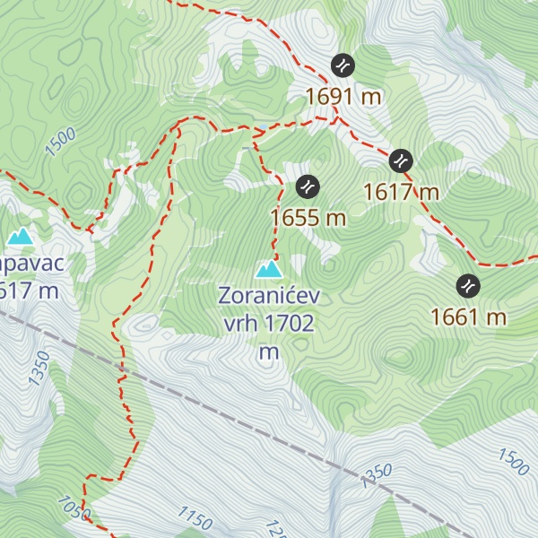 Map of Zoranićev vrh