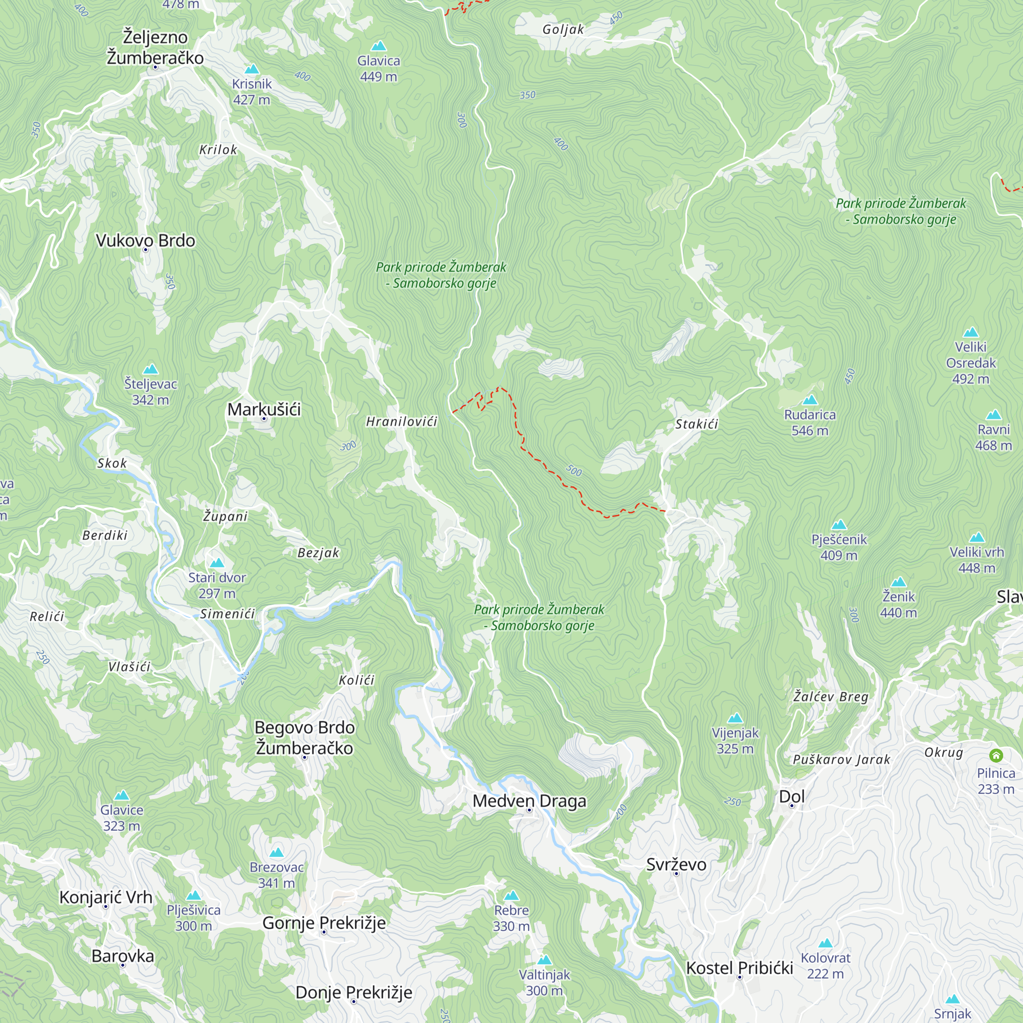 Ribički dom Slapnica map