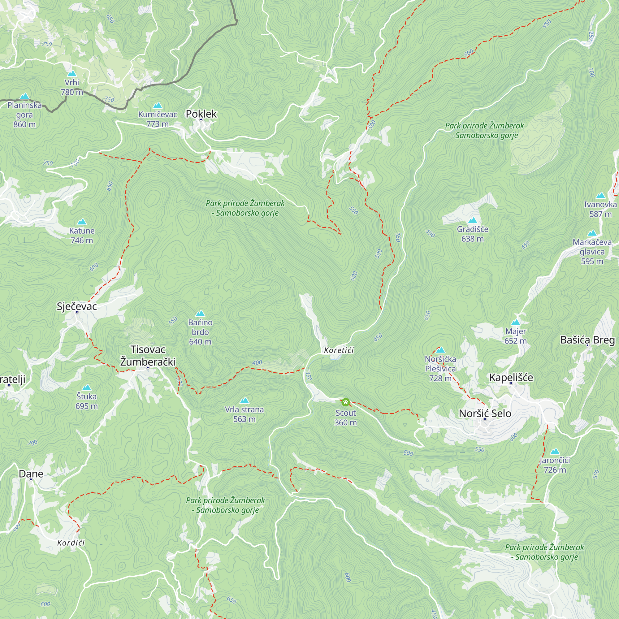 Izletište "Eko selo Žumberak" map