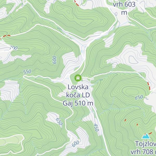 Map of Lovska koča LD Gaj