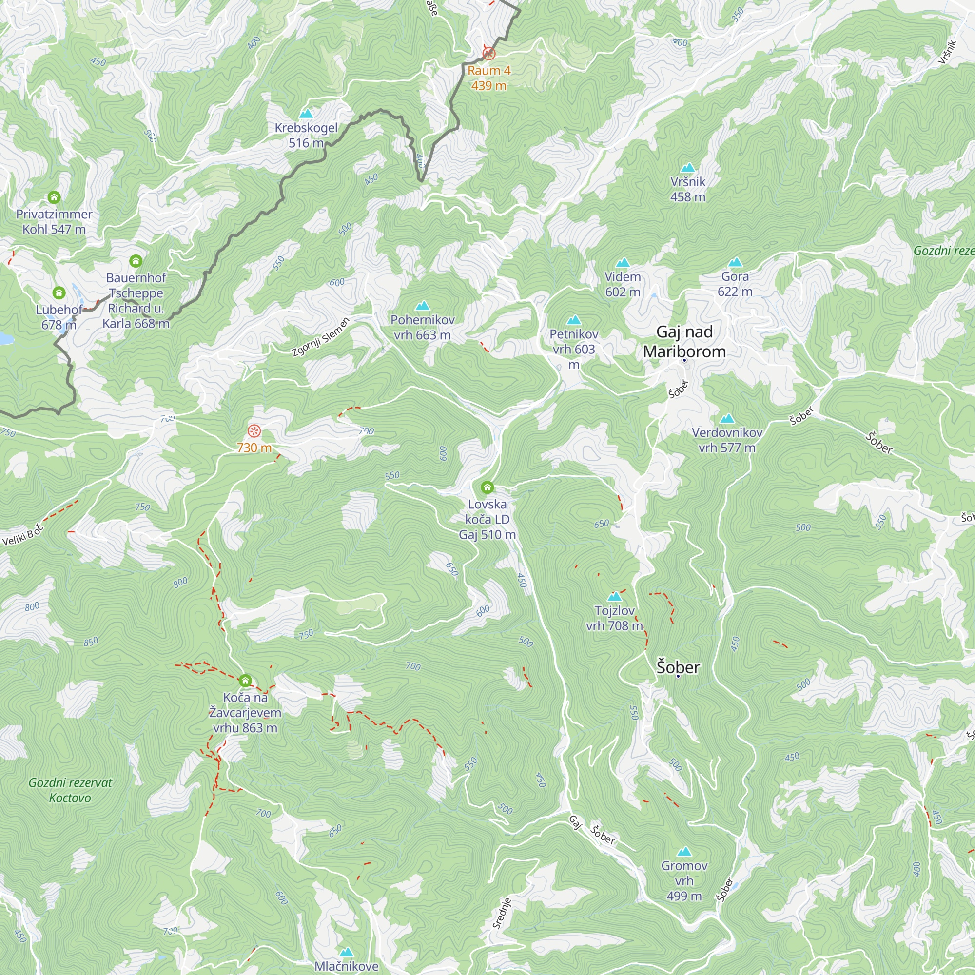 Lovska koča LD Gaj map