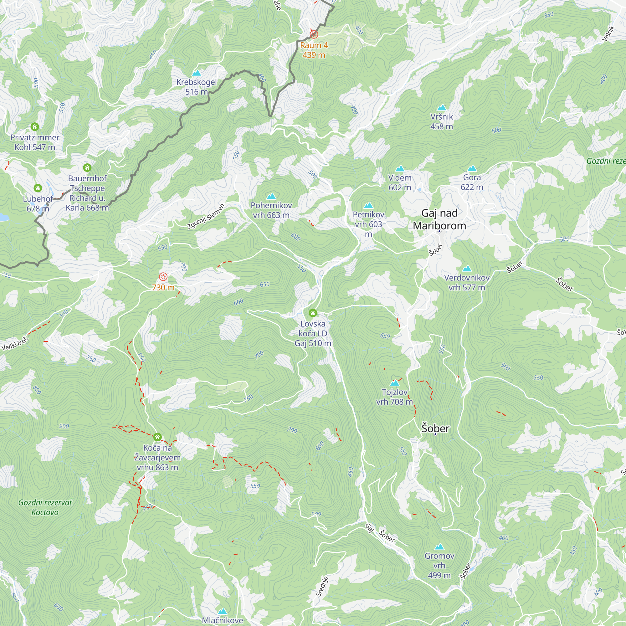 Lovska koča LD Gaj map