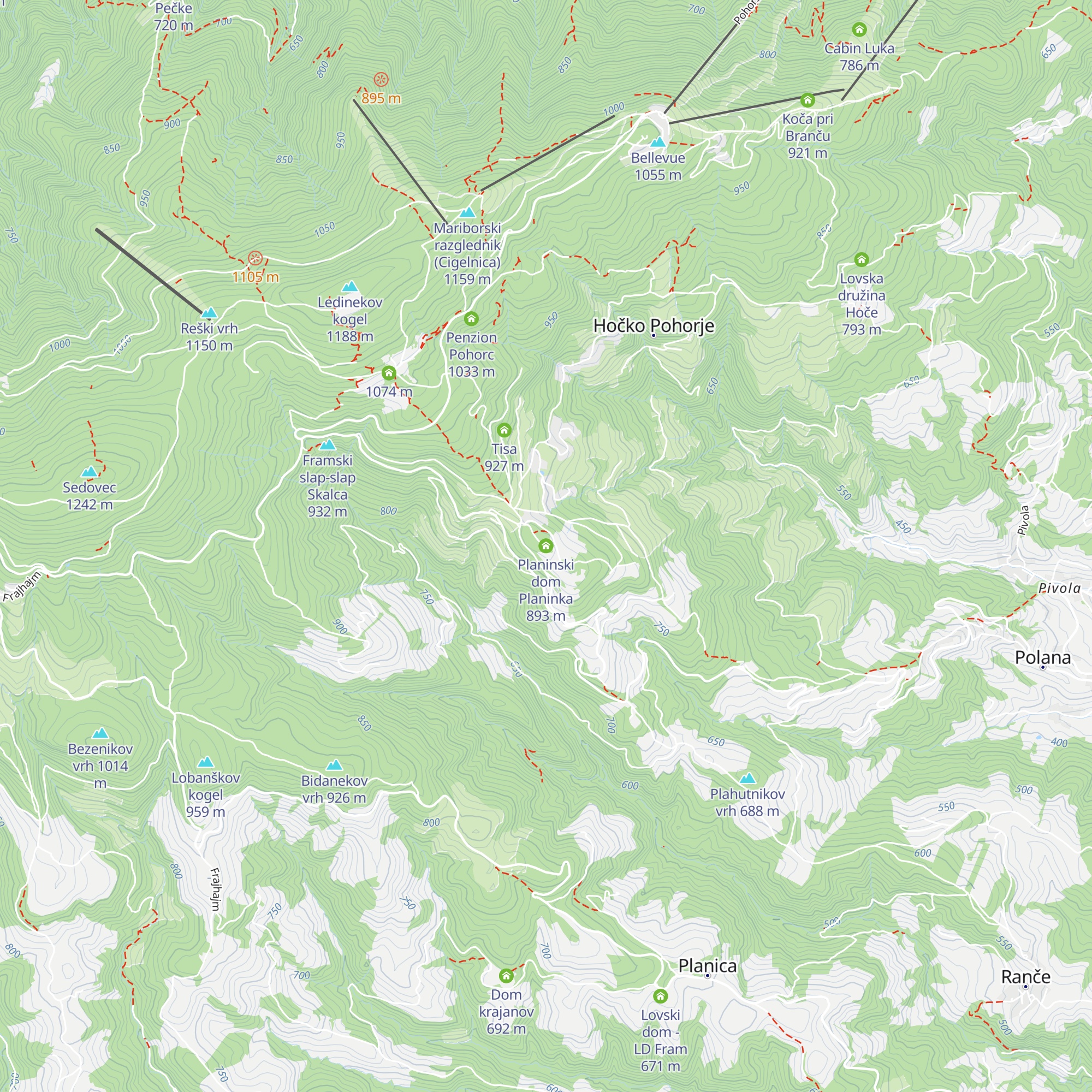 Planinski dom Planinka map