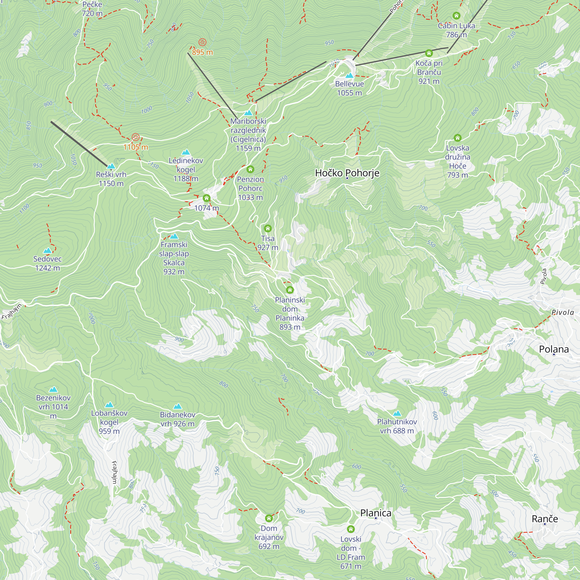 Planinski dom Planinka map