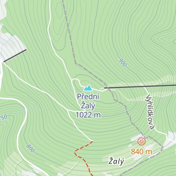 Map of Přední Žalý