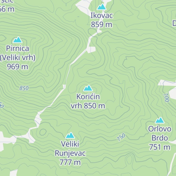 Map of Korićin vrh