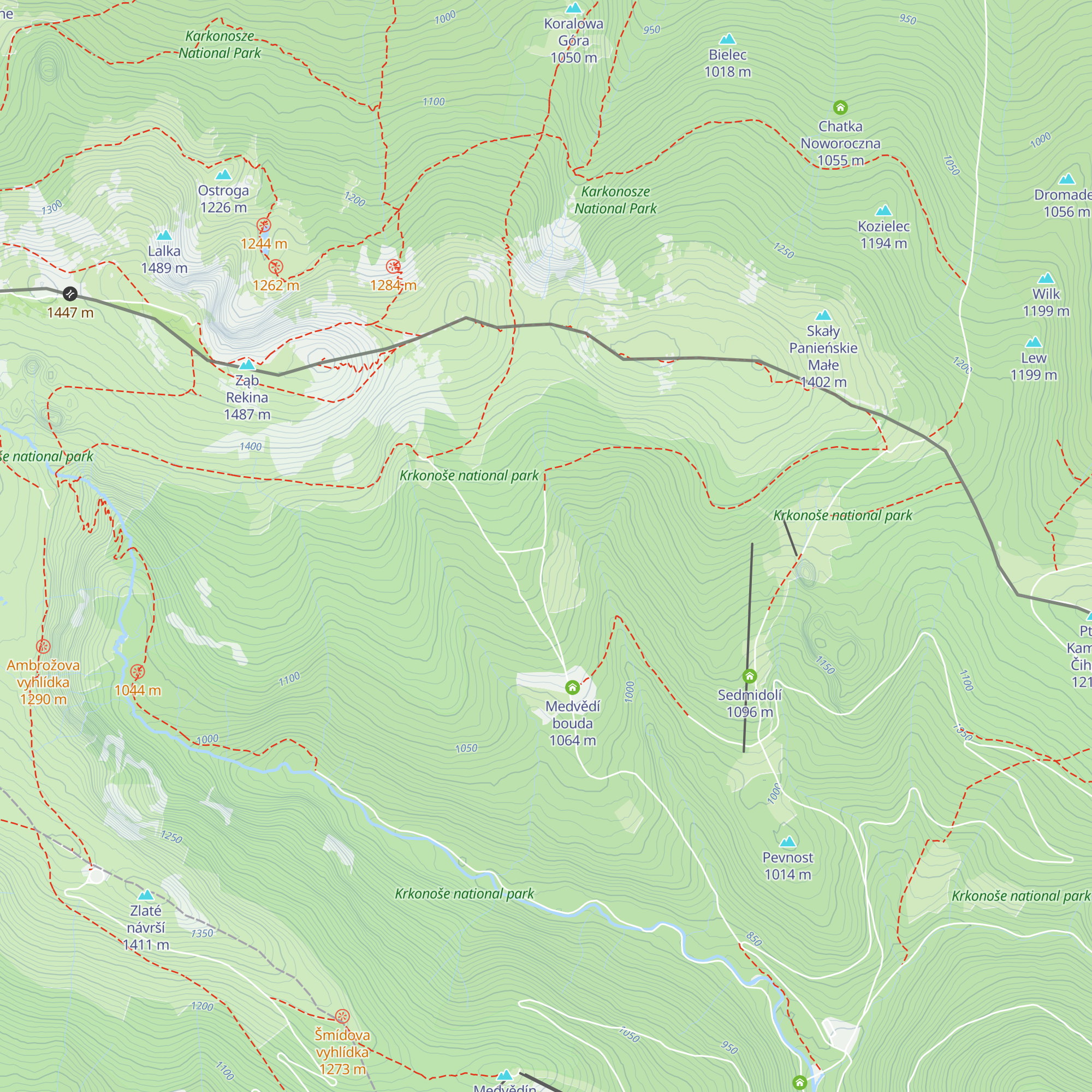 Brádlerovy boudy map