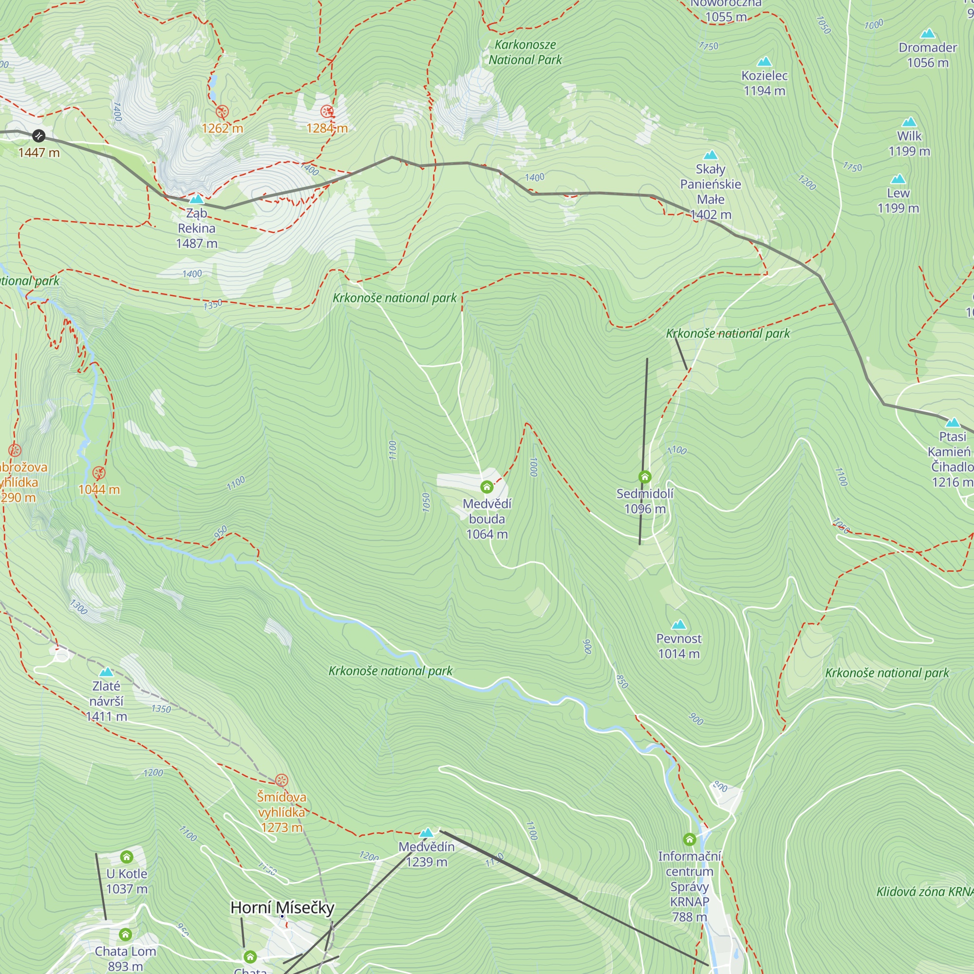 Medvědí bouda map
