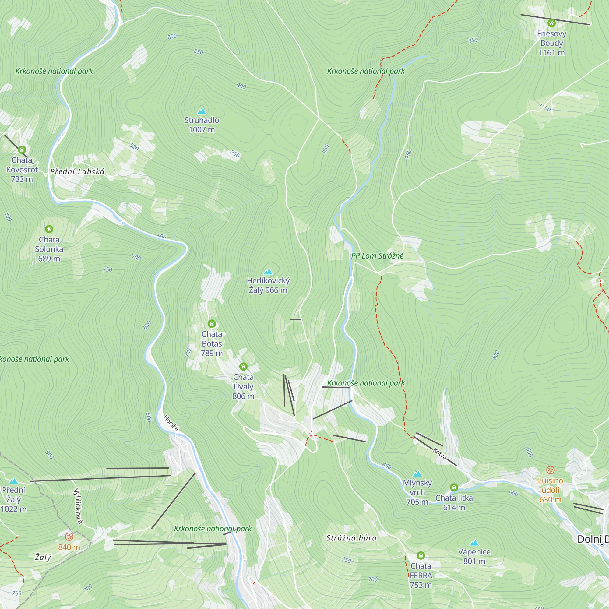 Bouda U lesa map