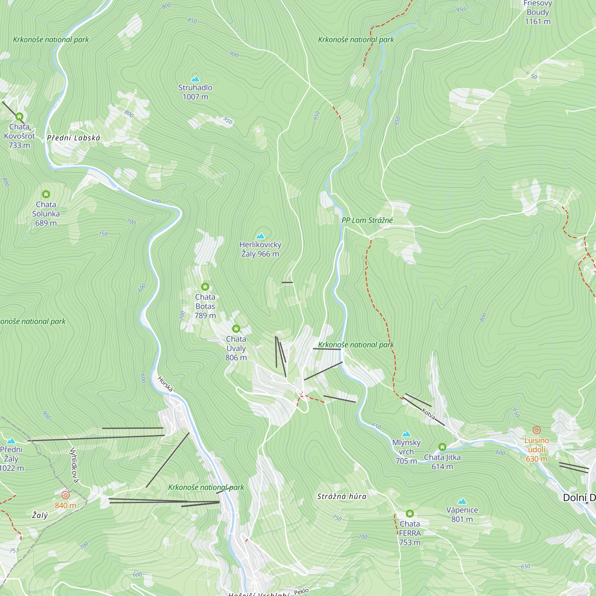 Bouda Šestidomí map