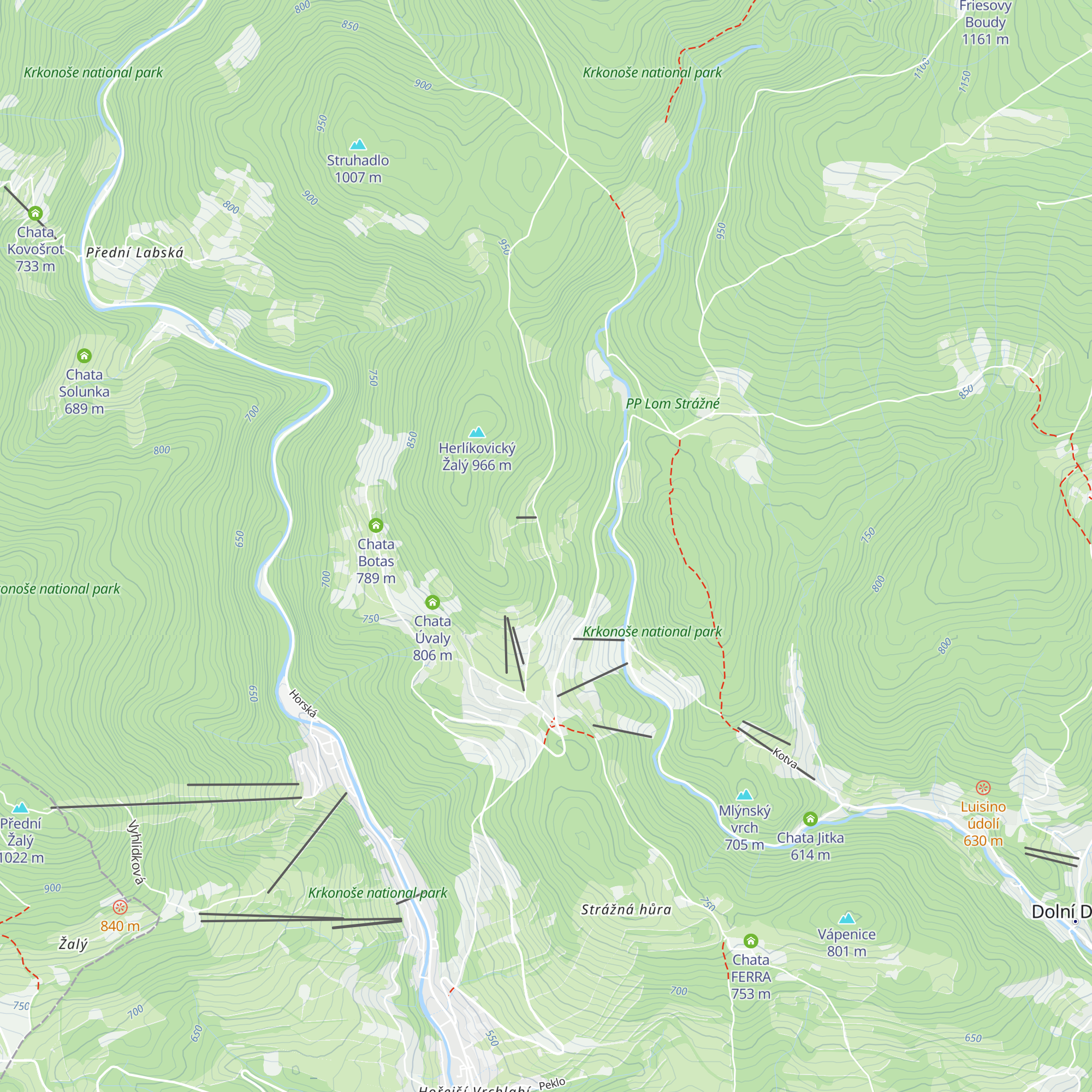 Bouda Šestidomí map