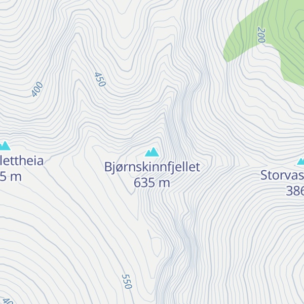 Map of Bjørnskinnfjellet