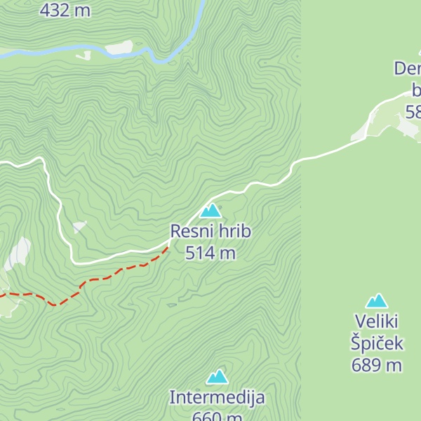 Map of Resni hrib