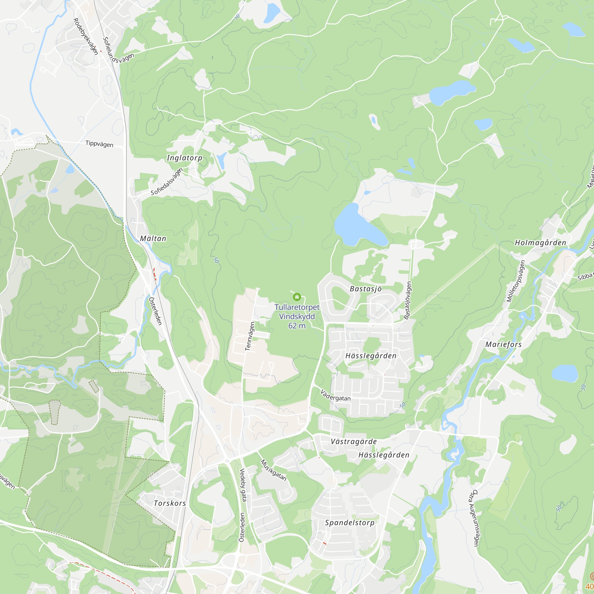 Tullaretorpet Vindskydd map