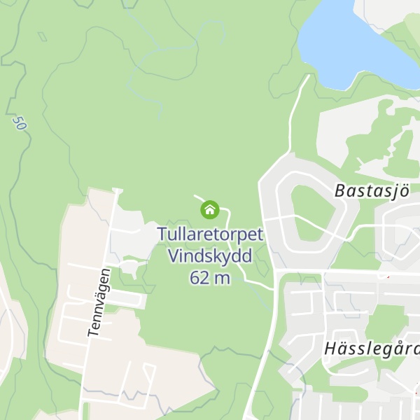 Map of Tullaretorpet Vindskydd