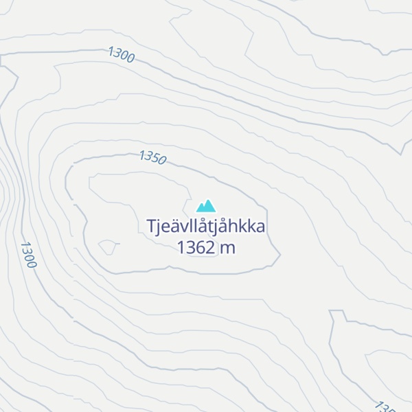 Map of Tjeävllåtjåhkka