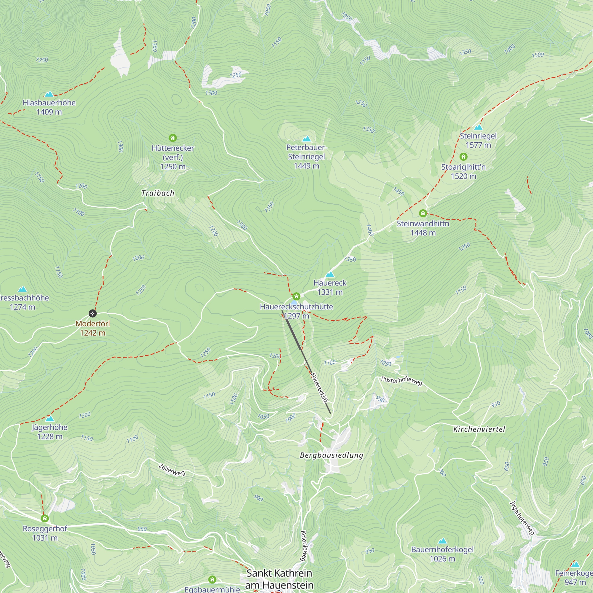 Hauereckschutzhütte map