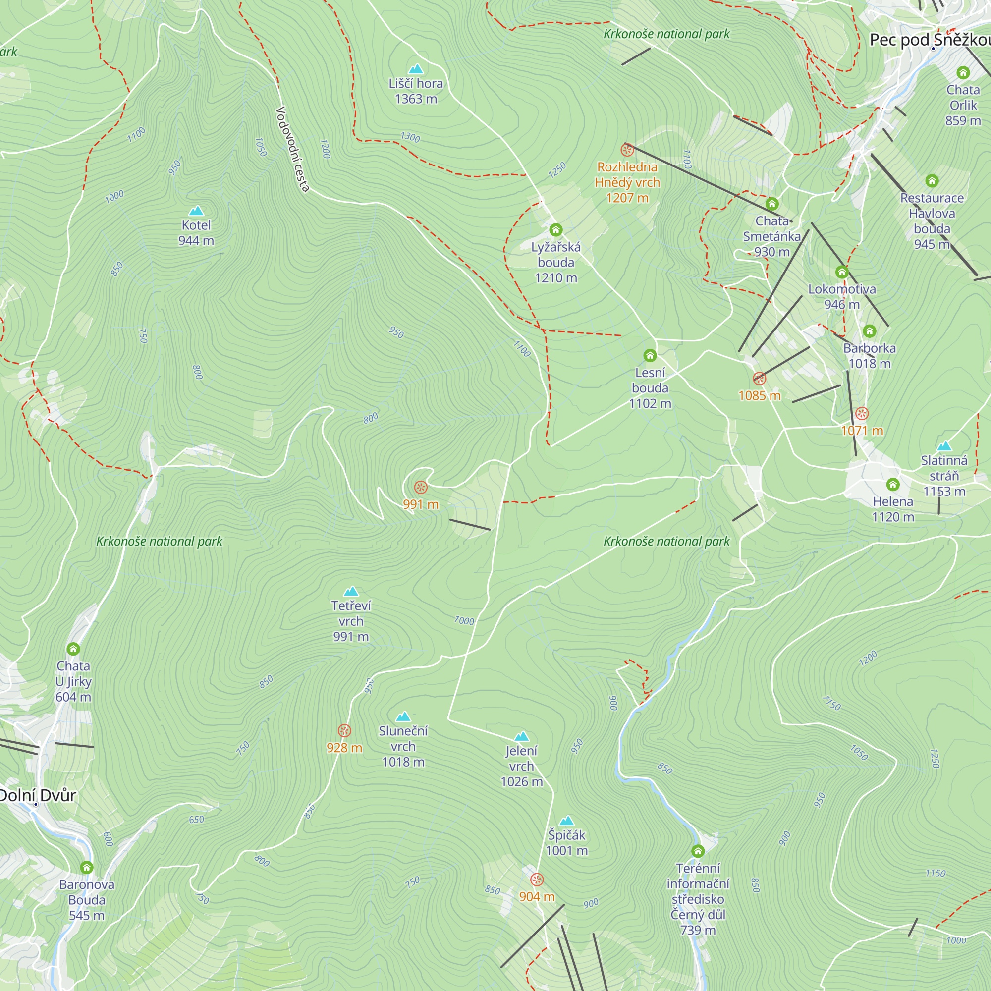 Tetřeví Boudy map