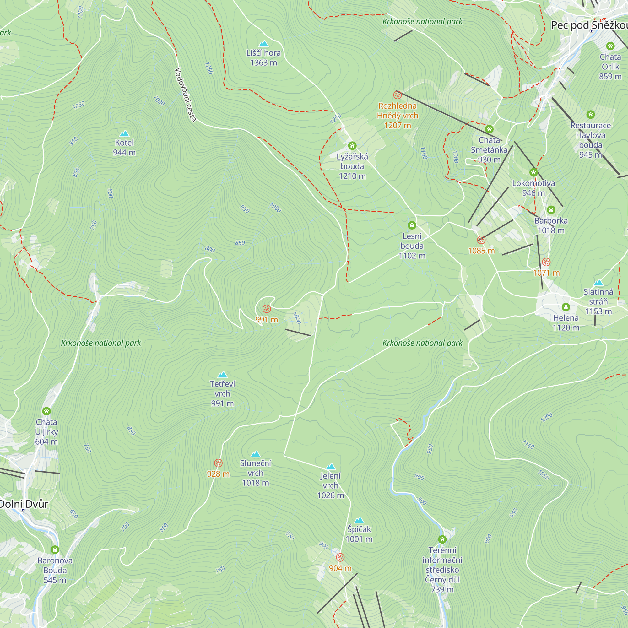 Tetřeví Boudy map
