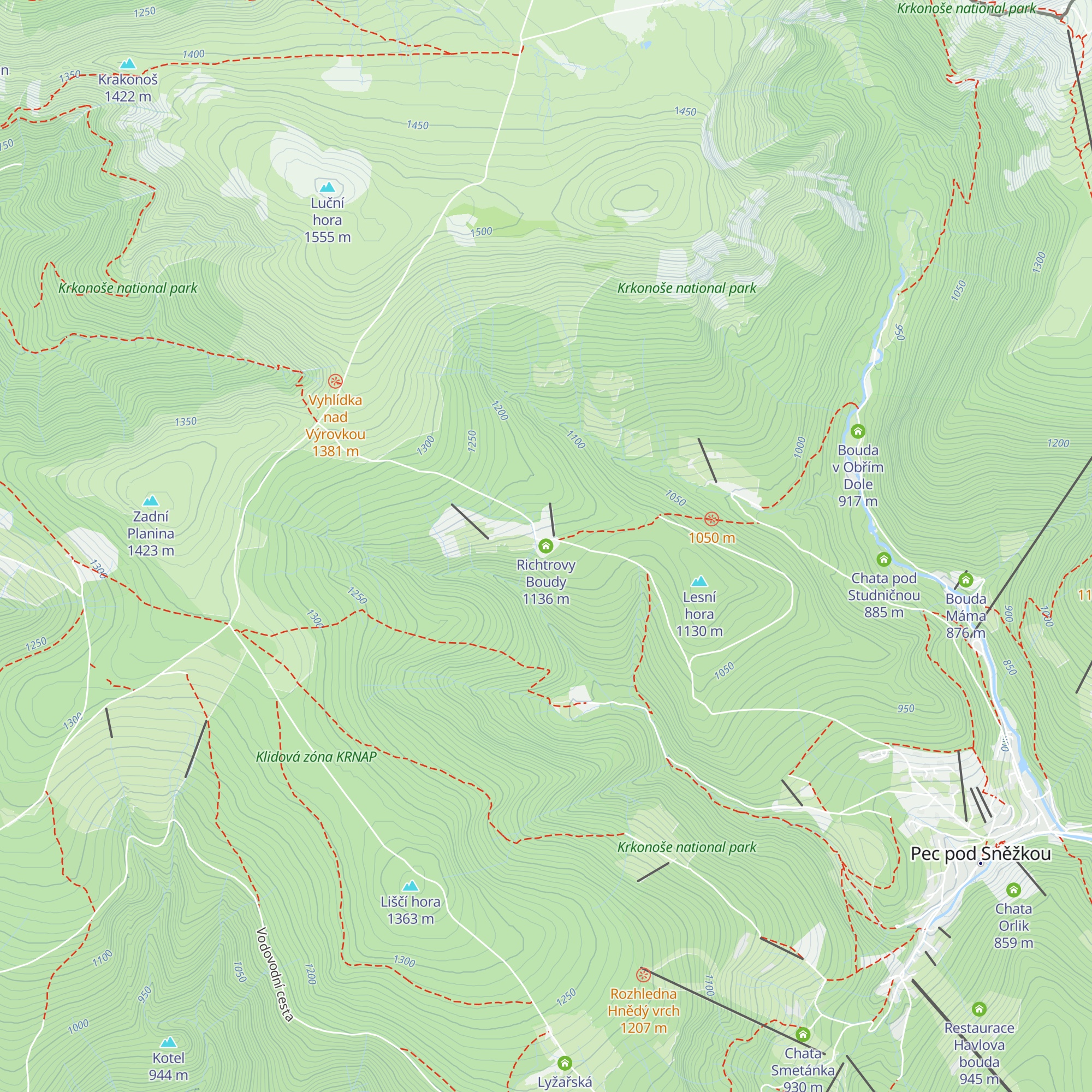 Richtrovy Boudy map