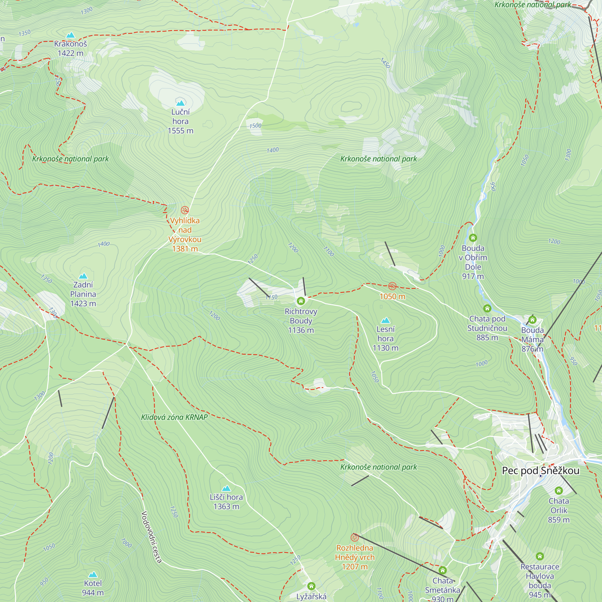 Richtrovy Boudy map
