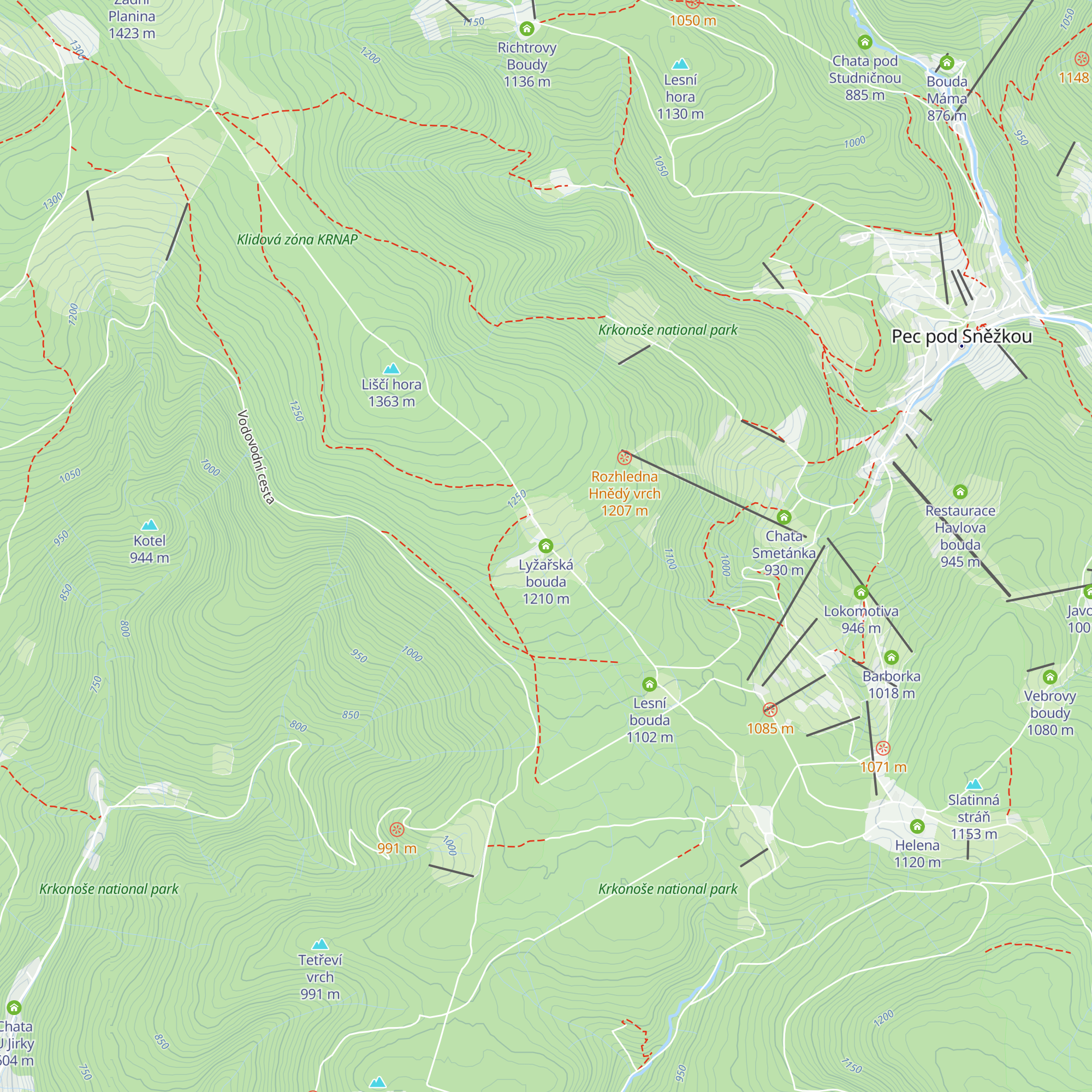 Lyžařská bouda map