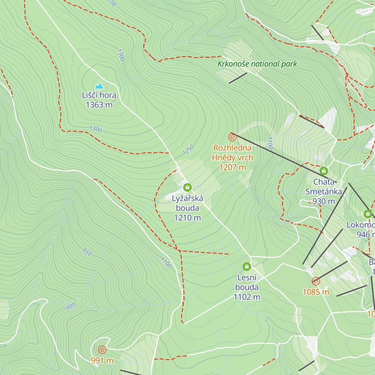 Lyžařská bouda map