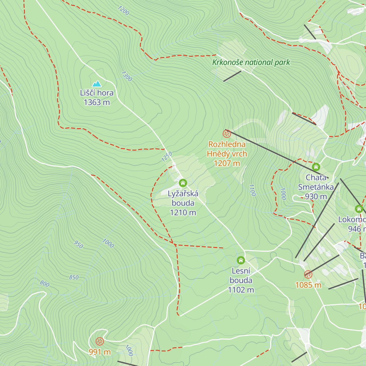 Lyžařská bouda map