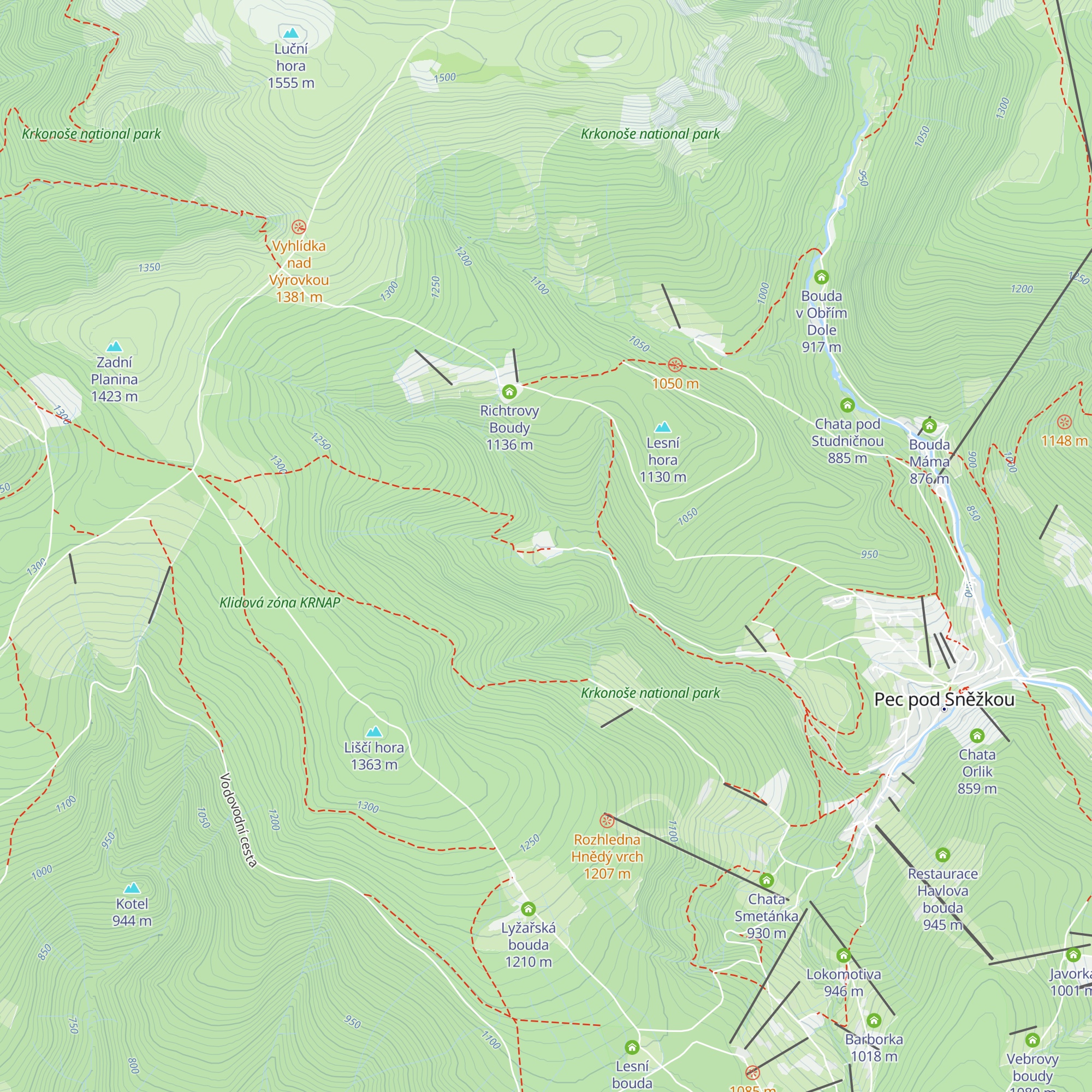 Chata Jelení Louky map