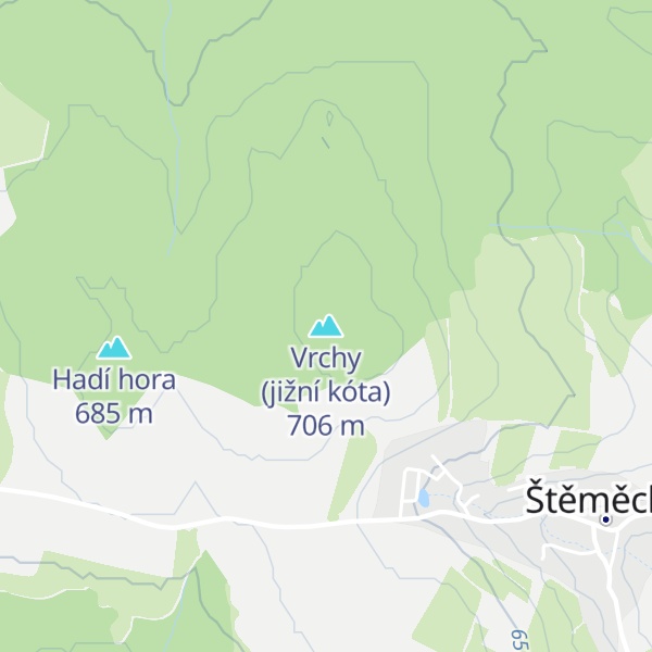 Map of Vrchy (jižní kóta)