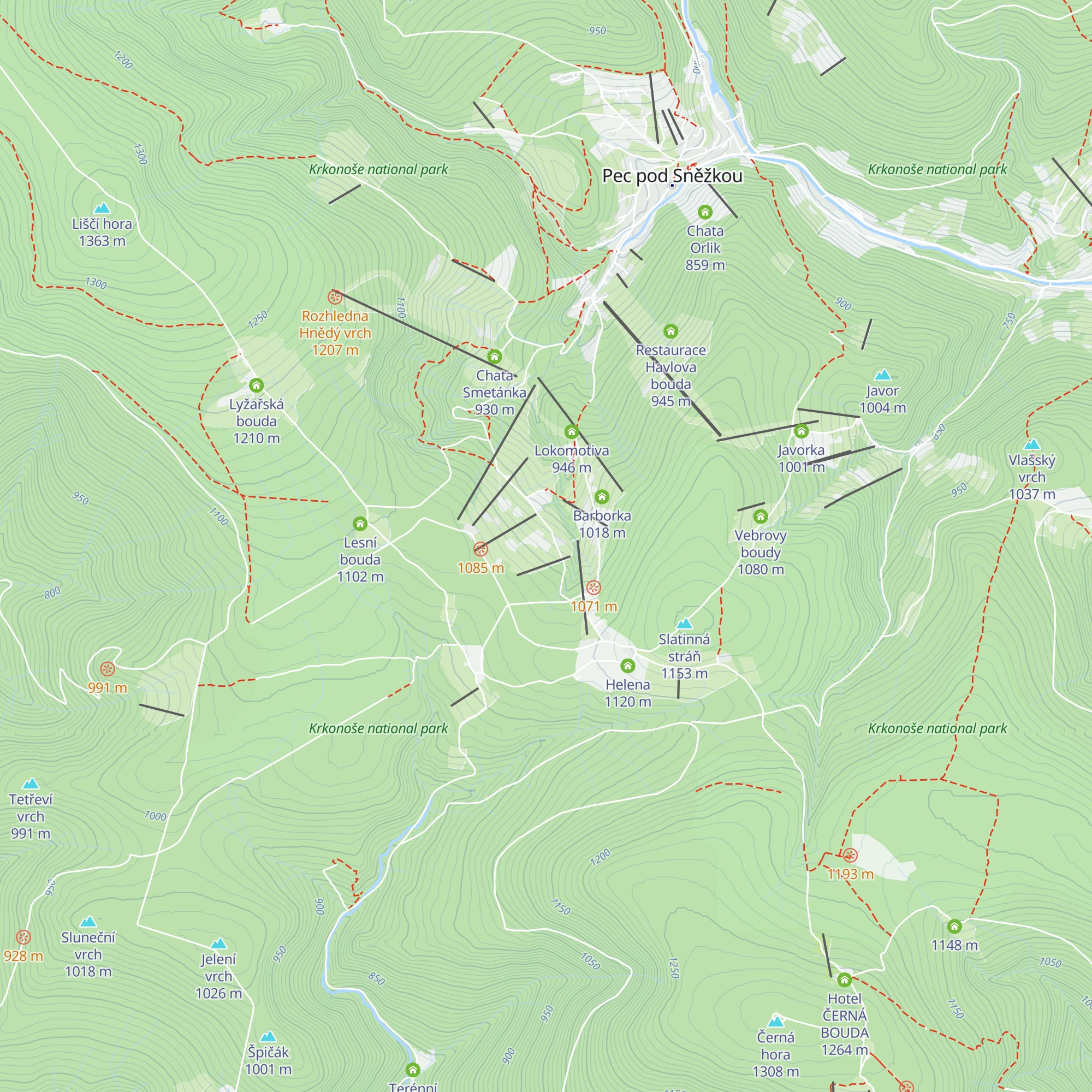 Chata Protěž map