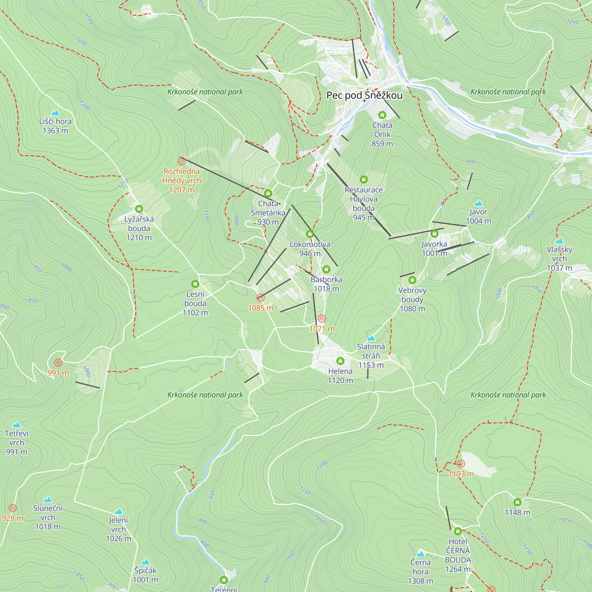 Chata Protěž map