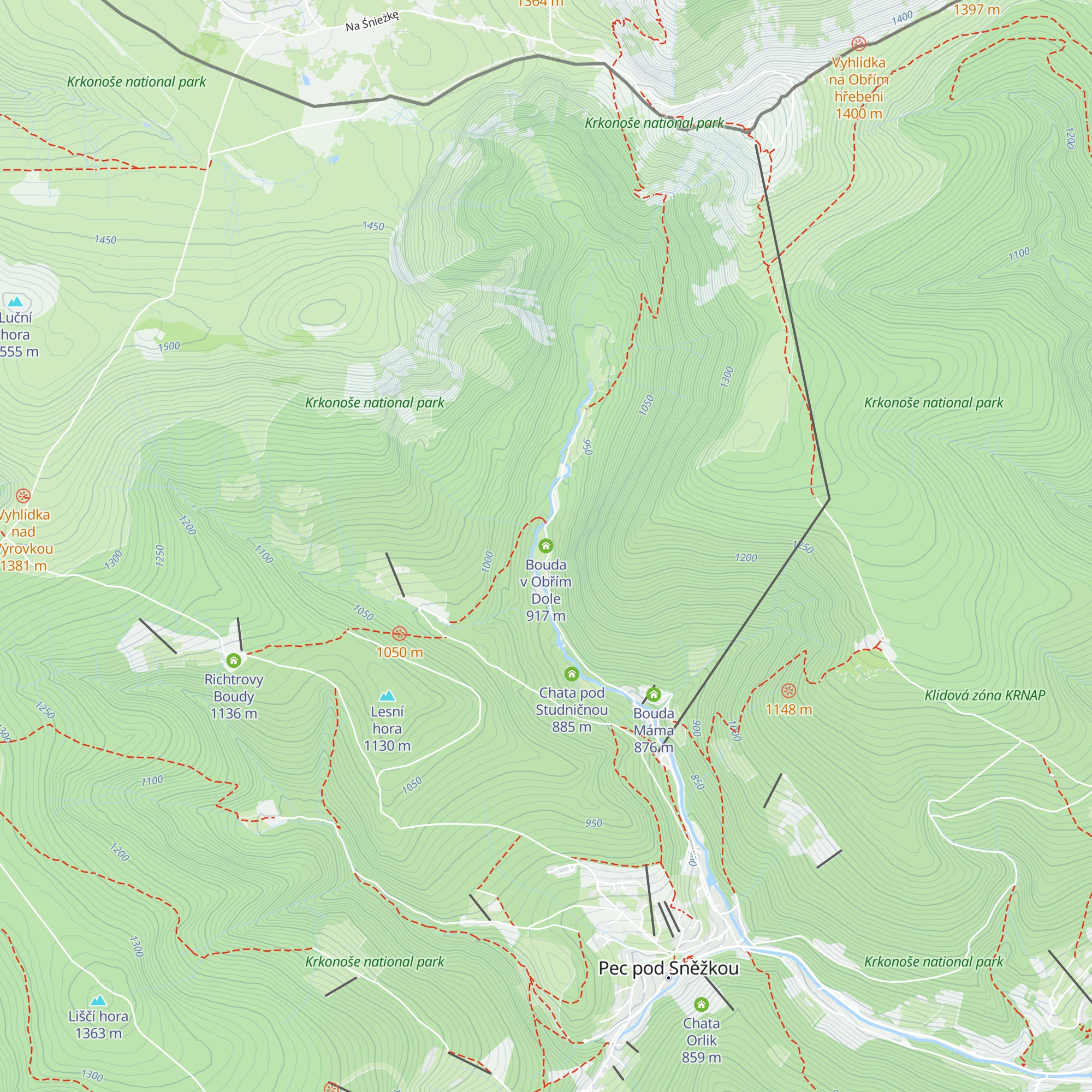 Bouda v Obřím Dole map