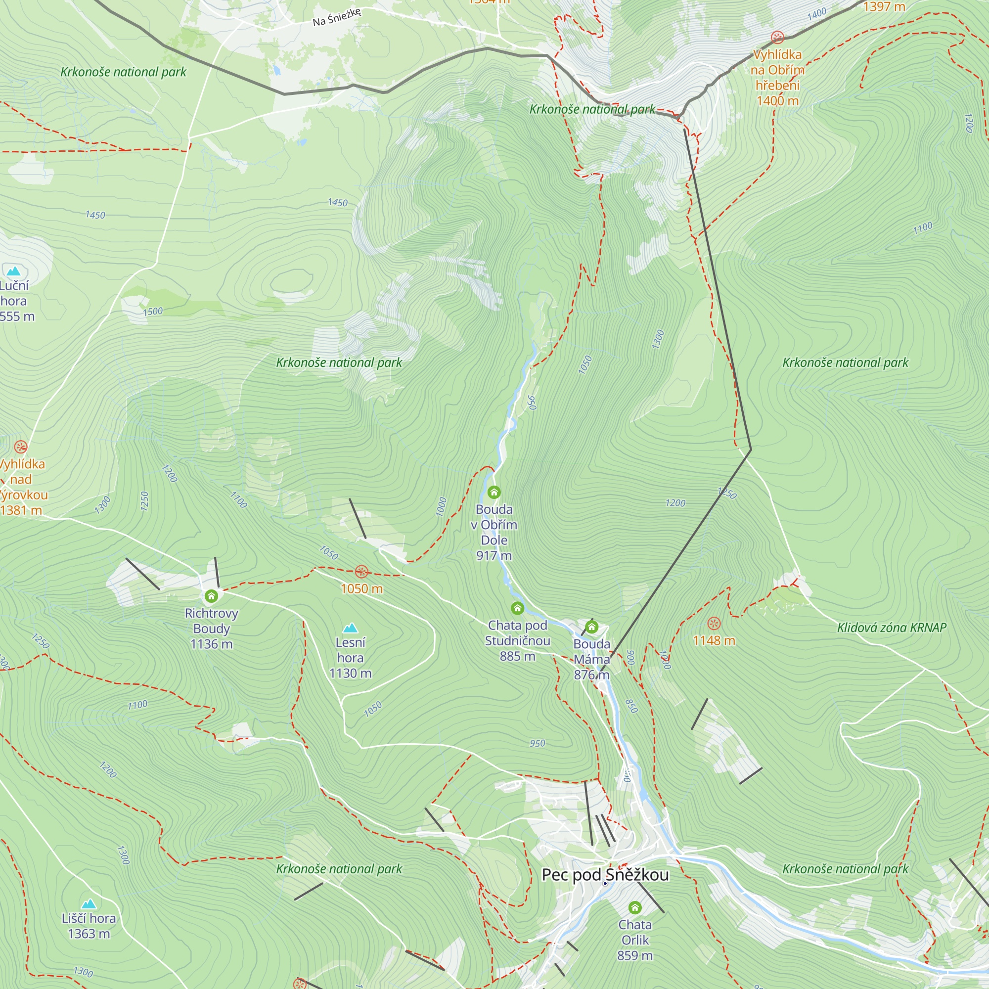 Bouda v Obřím Dole map