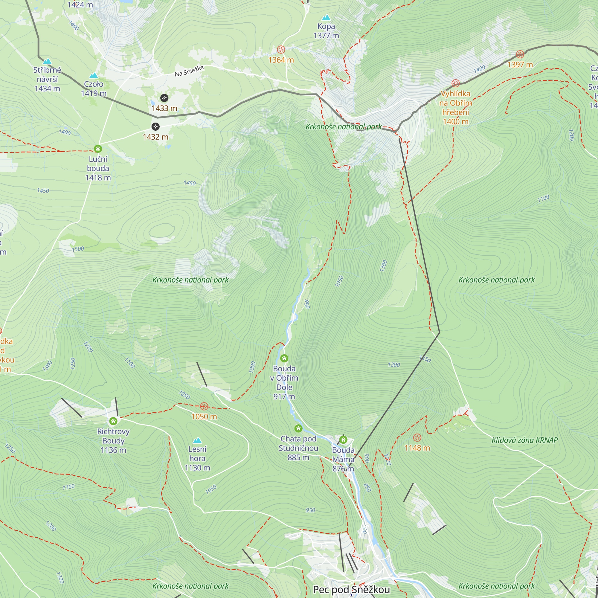 Bouda pod Snežkou map