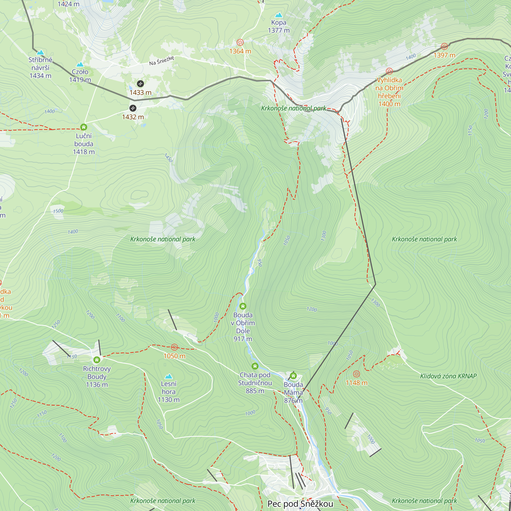 Bouda pod Snežkou map