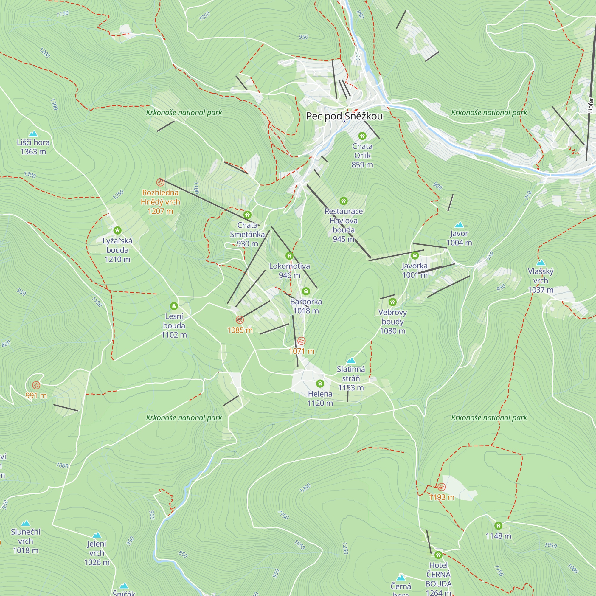 Žižkova bouda map