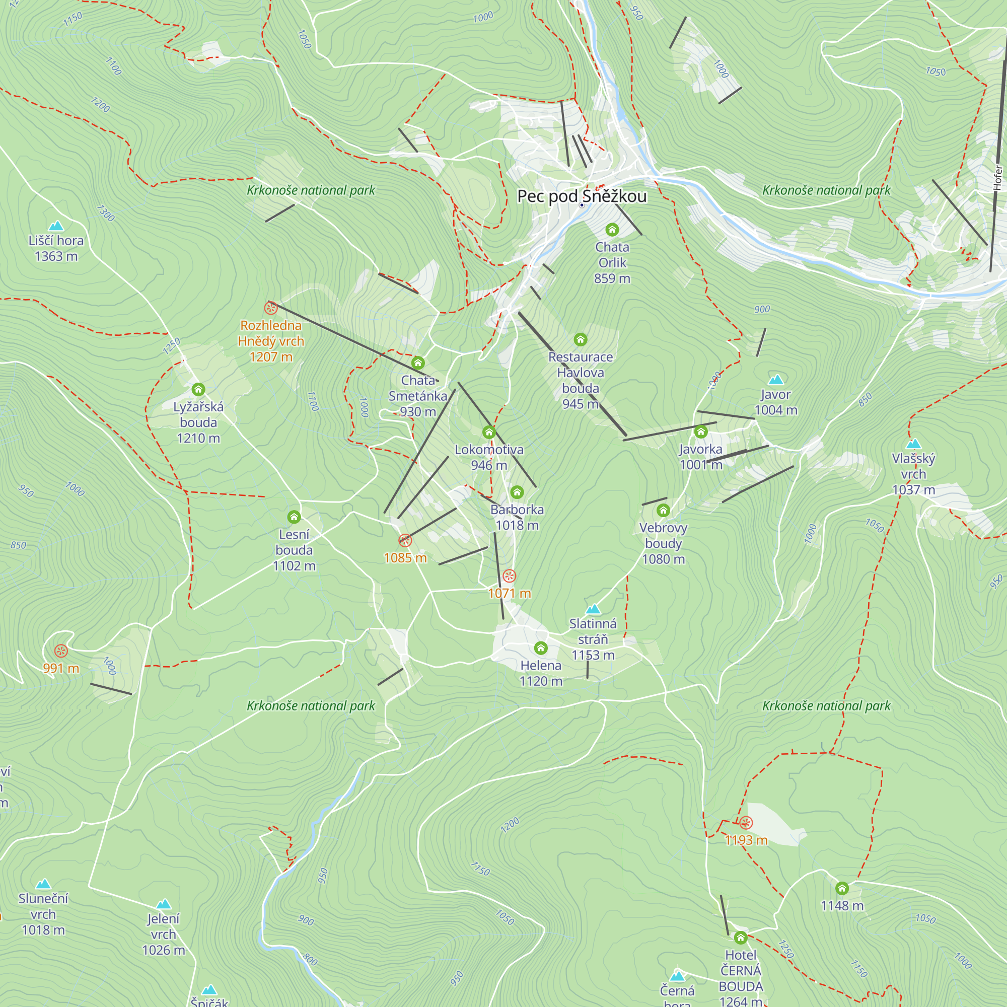 Žižkova bouda map