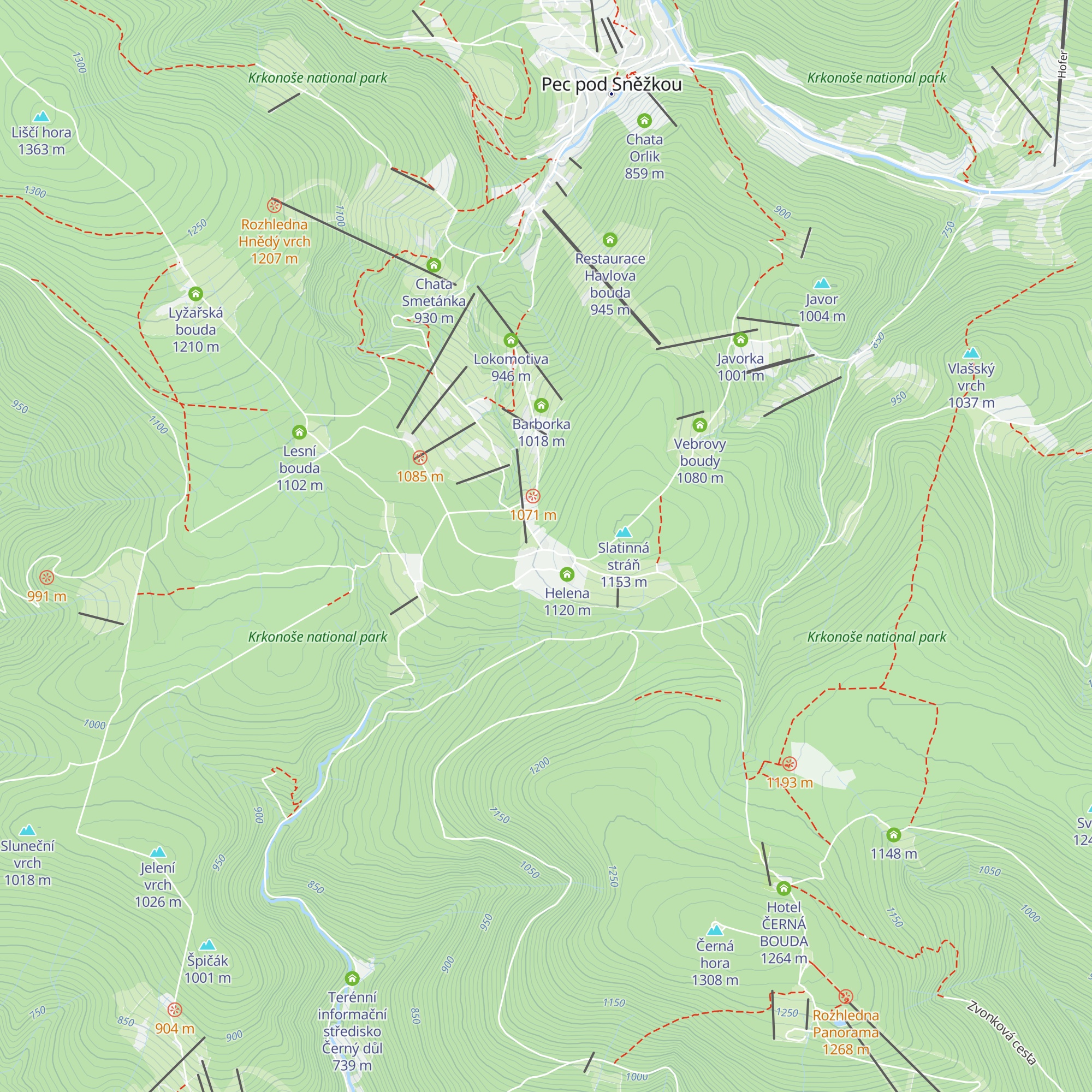Bouda Na Lučinách map