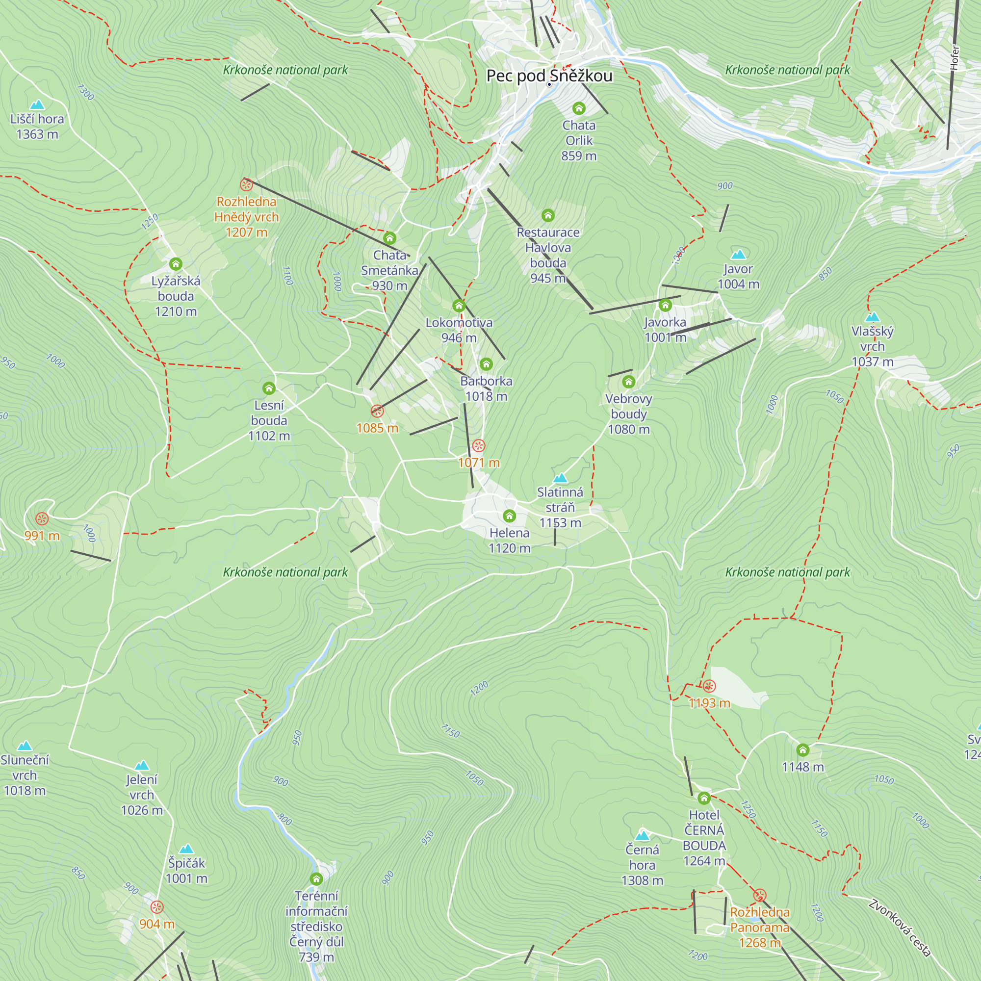 Bouda Na Lučinách map