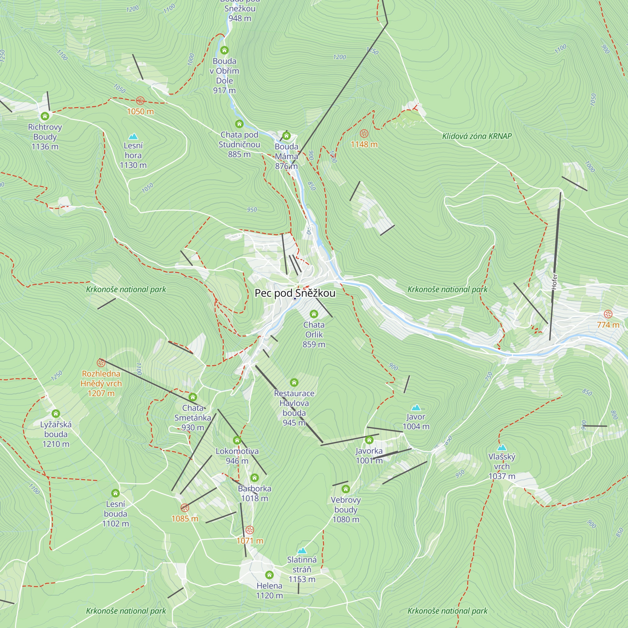 Chata Orlik map