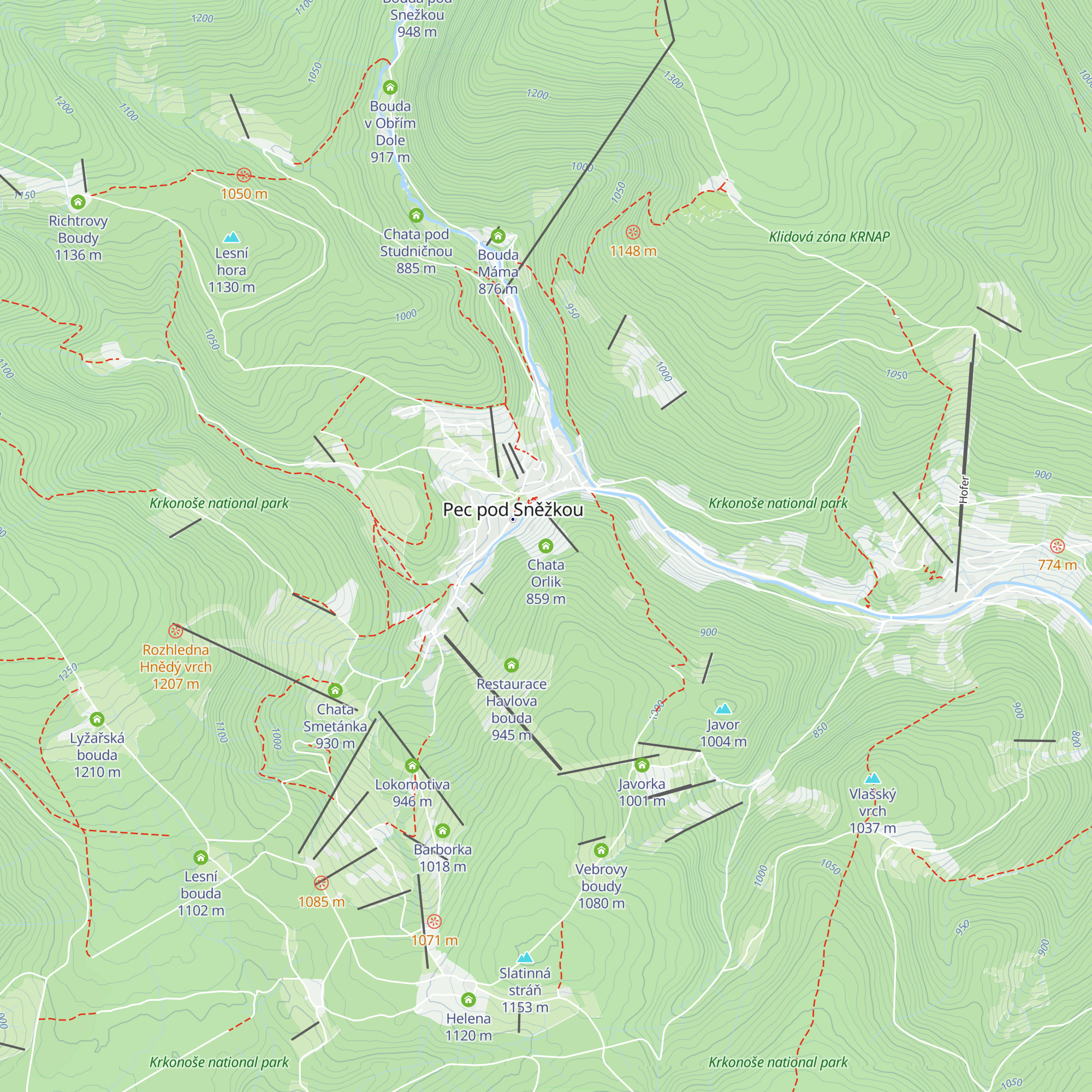 Chata Orlik map