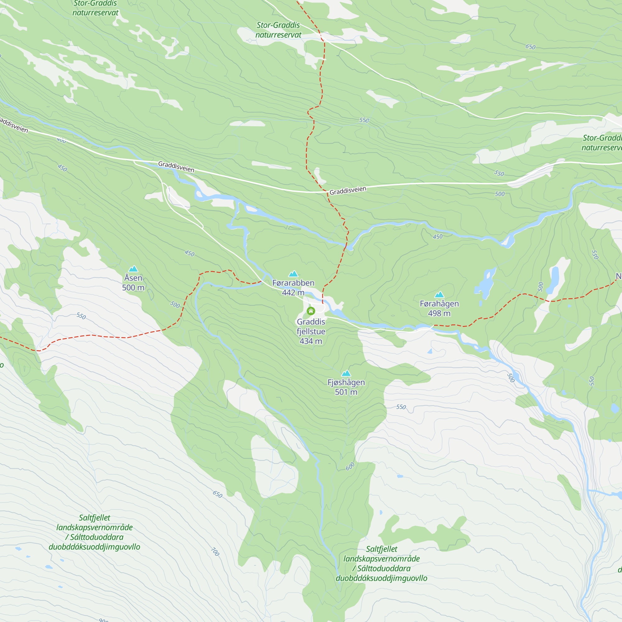 Graddis fjellstue map