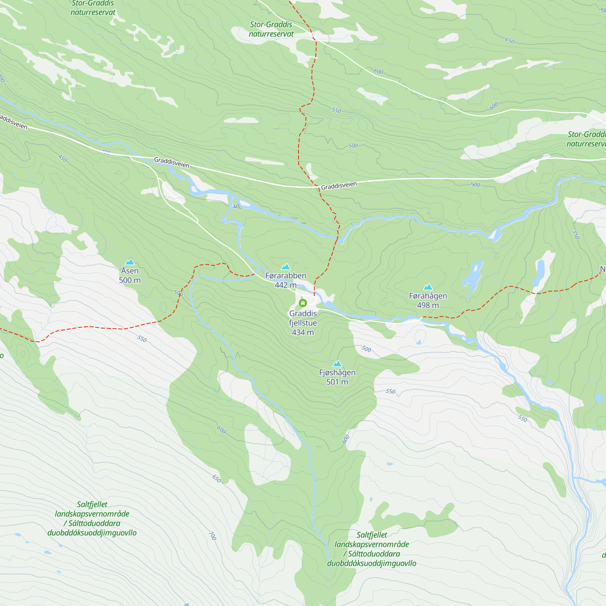 Graddis fjellstue map