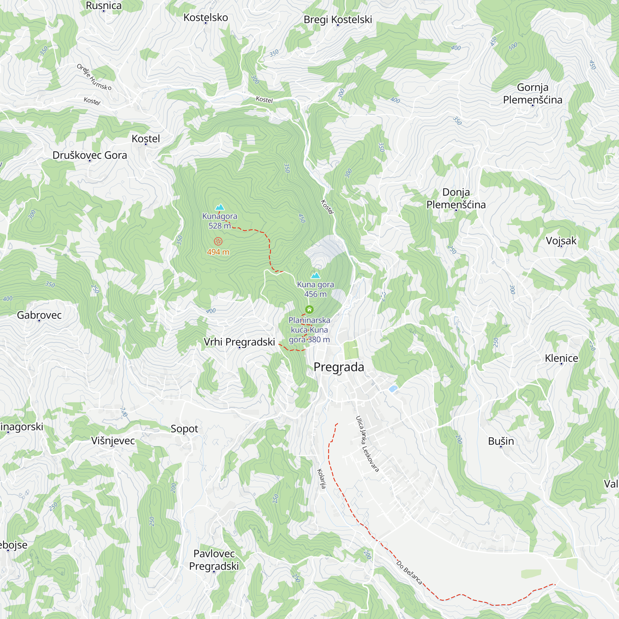 Planinarska kuća Kuna gora map