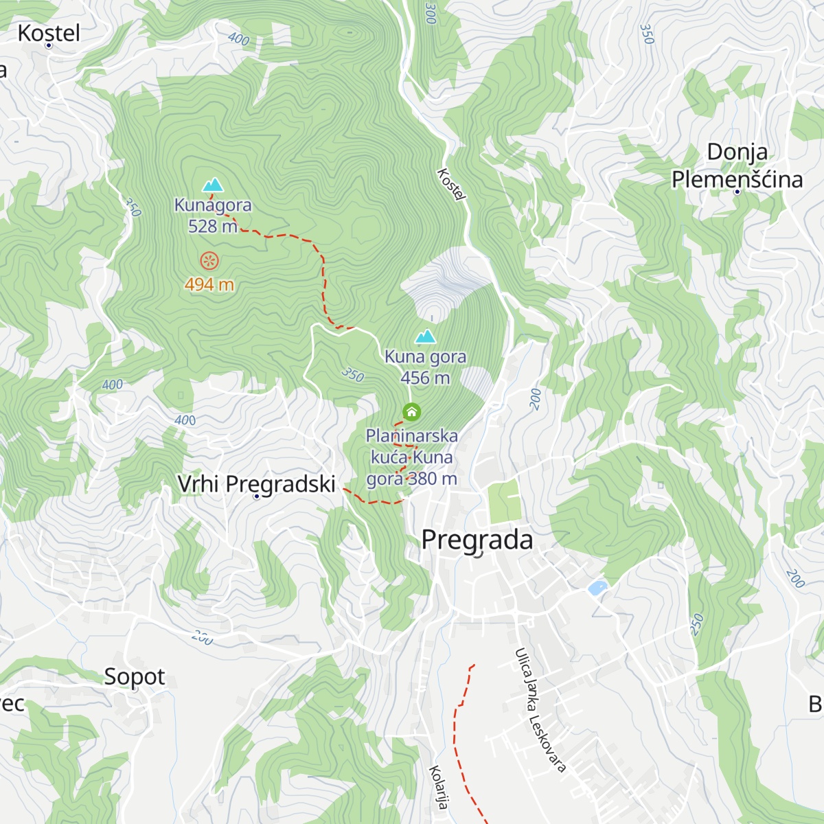 Planinarska kuća Kuna gora map